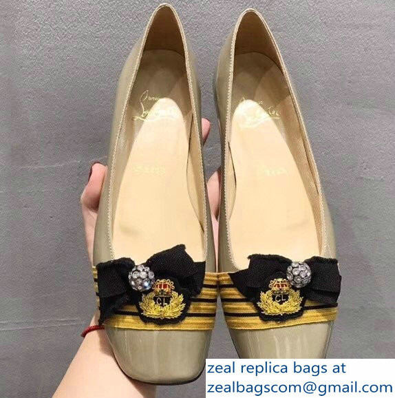 Christian Louboutin Yellow Stripe Flats Patent Nude