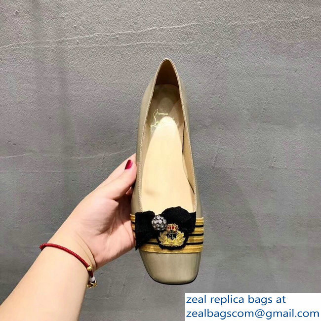 Christian Louboutin Yellow Stripe Flats Patent Nude