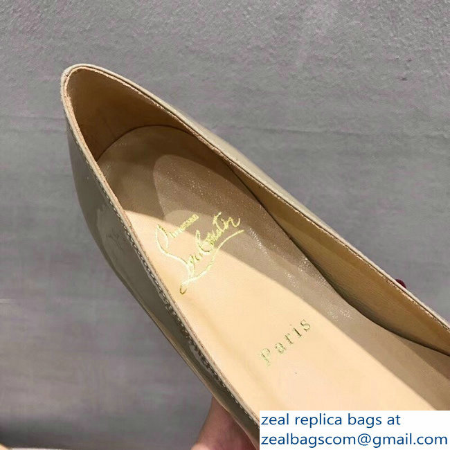 Christian Louboutin Yellow Stripe Flats Patent Nude - Click Image to Close