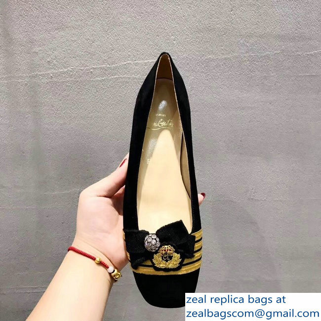 Christian Louboutin Yellow Stripe Flats Suede Black