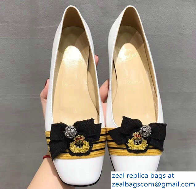 Christian Louboutin Yellow Stripe Flats White - Click Image to Close