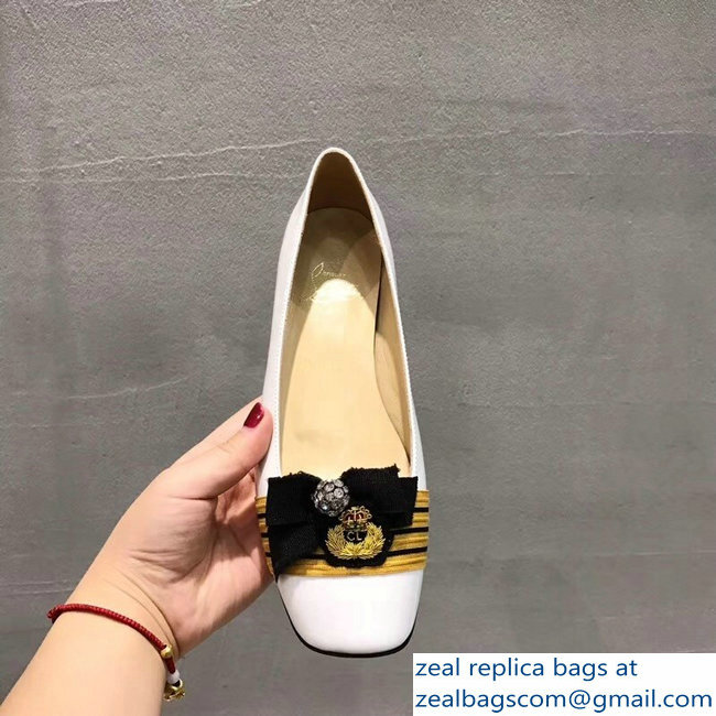 Christian Louboutin Yellow Stripe Flats White - Click Image to Close