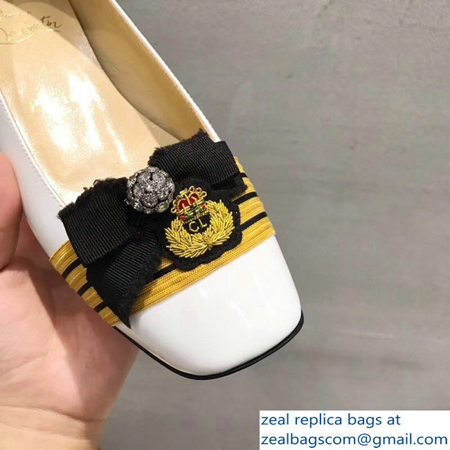 Christian Louboutin Yellow Stripe Flats White