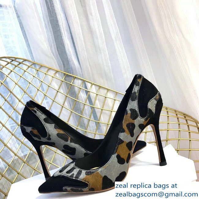 Dior Black Suede And Leopard Calf Hair Pointed Toe Pumps 01 2018 - Click Image to Close