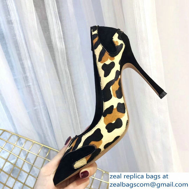 Dior Black Suede And Leopard Calf Hair Pointed Toe Pumps 02 2018