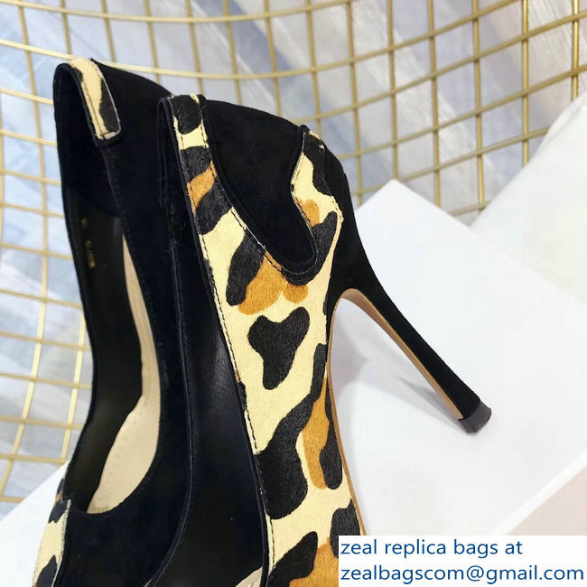 Dior Black Suede And Leopard Calf Hair Pointed Toe Pumps 02 2018