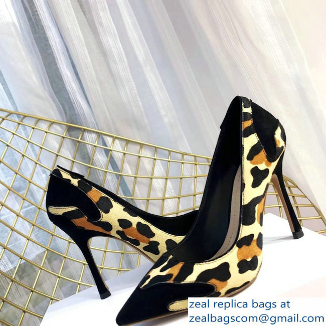 Dior Black Suede And Leopard Calf Hair Pointed Toe Pumps 02 2018 - Click Image to Close