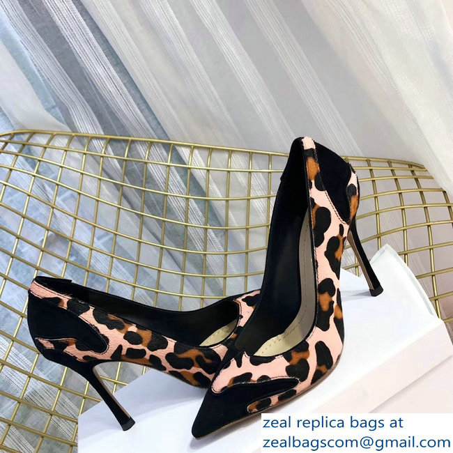 Dior Black Suede And Leopard Calf Hair Pointed Toe Pumps 03 2018 - Click Image to Close