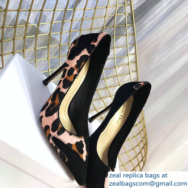 Dior Black Suede And Leopard Calf Hair Pointed Toe Pumps 03 2018 - Click Image to Close