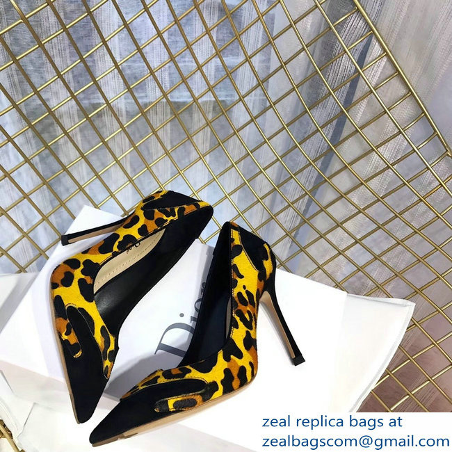 Dior Black Suede And Leopard Calf Hair Pointed Toe Pumps 04 2018 - Click Image to Close