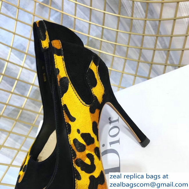 Dior Black Suede And Leopard Calf Hair Pointed Toe Pumps 04 2018