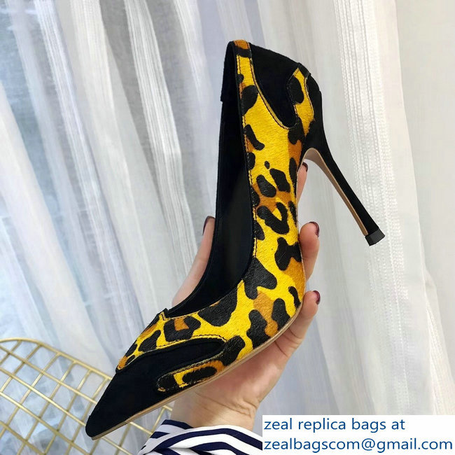 Dior Black Suede And Leopard Calf Hair Pointed Toe Pumps 04 2018