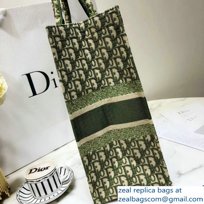 Dior Book Tote Bag In Embroidered Dior Oblique Canvas Green 2018 - Click Image to Close