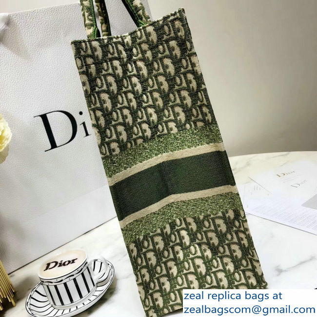 Dior Book Tote Bag In Embroidered Dior Oblique Canvas Green 2018