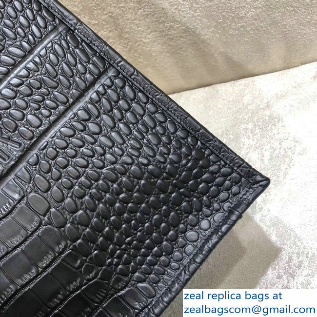 Dior Book Tote Bag in Croco Embossed Pattern Black 2018
