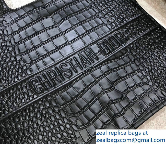 Dior Book Tote Bag in Croco Embossed Pattern Black 2018