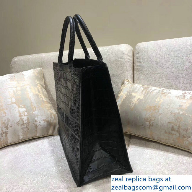 Dior Book Tote Bag in Croco Embossed Pattern Black 2018 - Click Image to Close