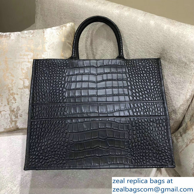 Dior Book Tote Bag in Croco Embossed Pattern Black 2018 - Click Image to Close