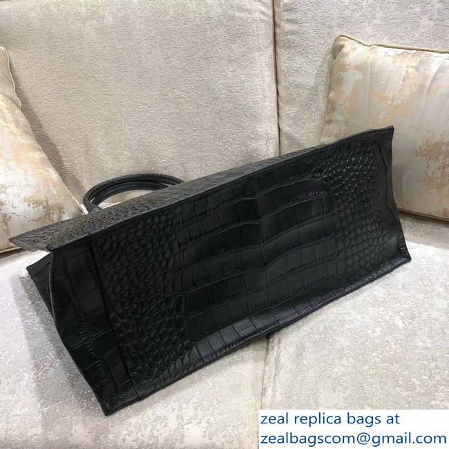 Dior Book Tote Bag in Croco Embossed Pattern Black 2018