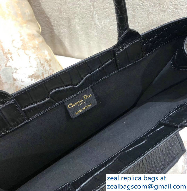 Dior Book Tote Bag in Croco Embossed Pattern Black 2018