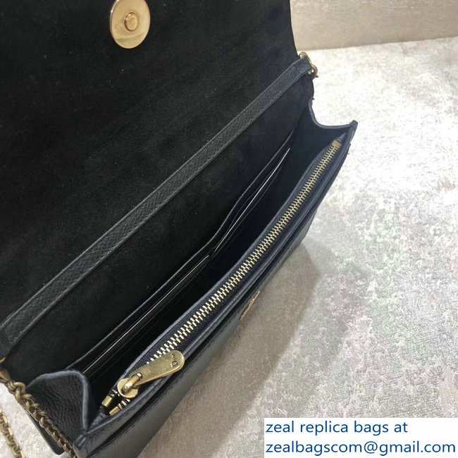 Dior Calfskin Large Saddle Wallet on Chain Clutch Bag Black 2018 - Click Image to Close