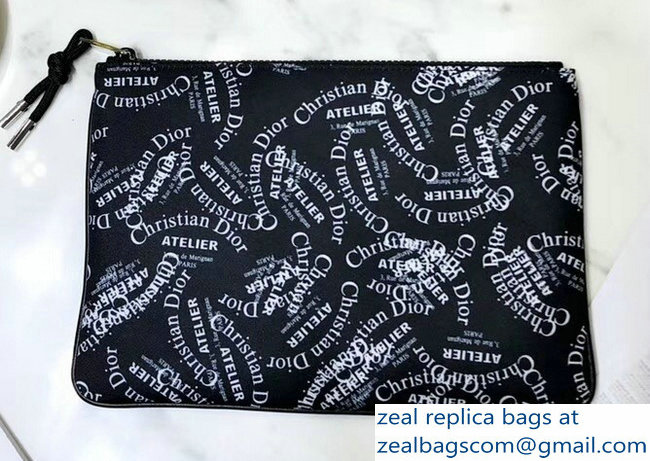 Dior Flat Pouch Clutch Bag All Over Logo 2018