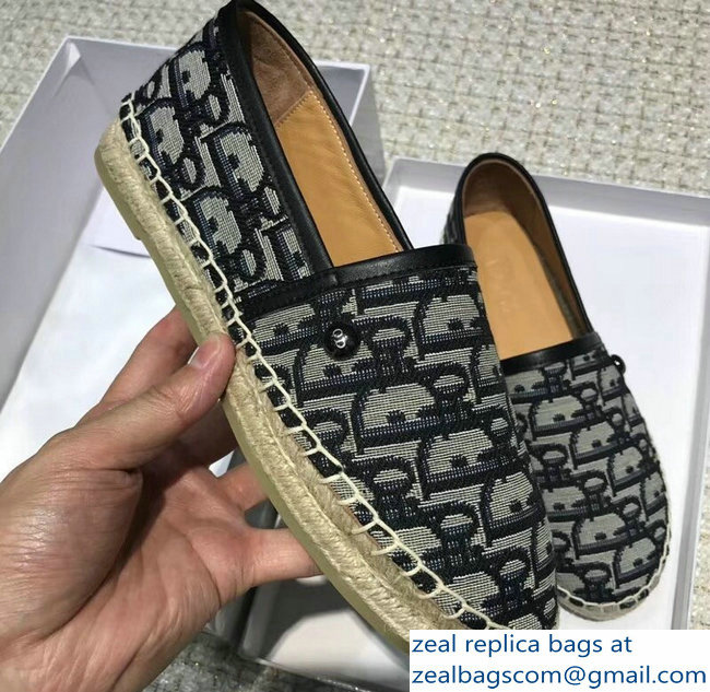 Dior Oblique Jacquard Canvas Espadrilles Black 2018 - Click Image to Close