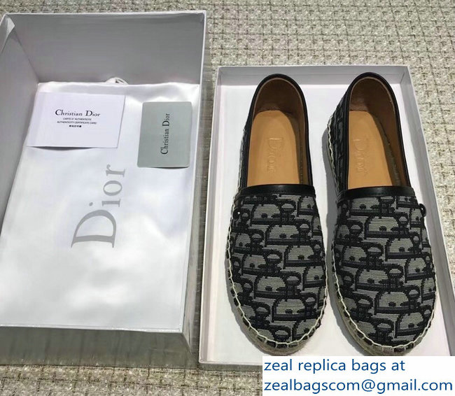 Dior Oblique Jacquard Canvas Espadrilles Black 2018