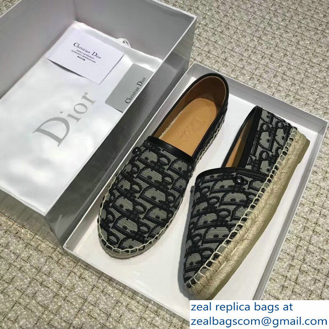 Dior Oblique Jacquard Canvas Espadrilles Black 2018 - Click Image to Close