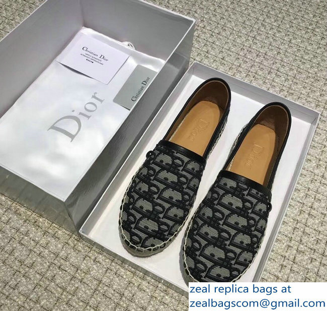 Dior Oblique Jacquard Canvas Espadrilles Black 2018