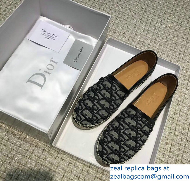 Dior Oblique Jacquard Canvas Espadrilles Black 2018 - Click Image to Close