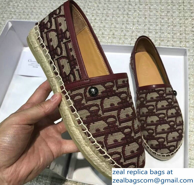 Dior Oblique Jacquard Canvas Espadrilles Burgundy 2018