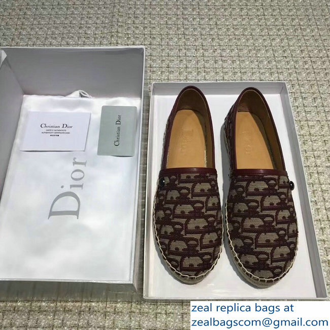 Dior Oblique Jacquard Canvas Espadrilles Burgundy 2018