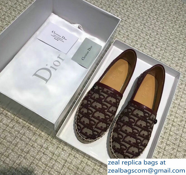 Dior Oblique Jacquard Canvas Espadrilles Burgundy 2018