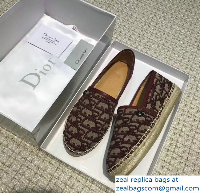 Dior Oblique Jacquard Canvas Espadrilles Burgundy 2018