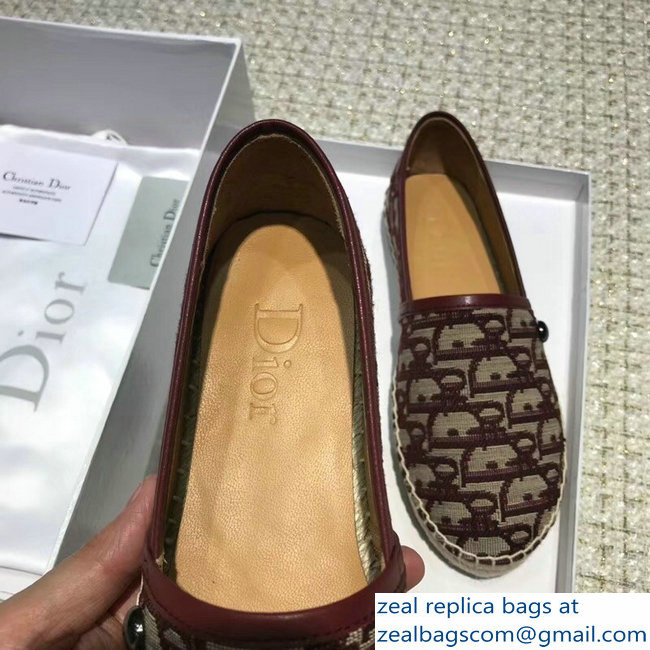 Dior Oblique Jacquard Canvas Espadrilles Burgundy 2018 - Click Image to Close