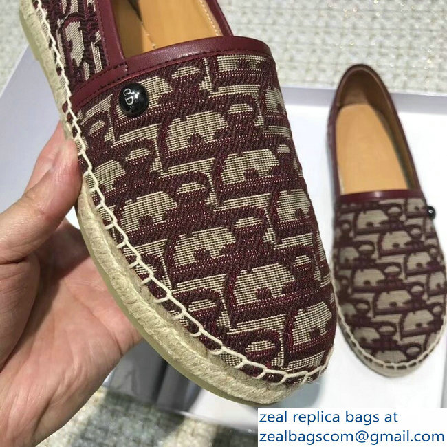 Dior Oblique Jacquard Canvas Espadrilles Burgundy 2018