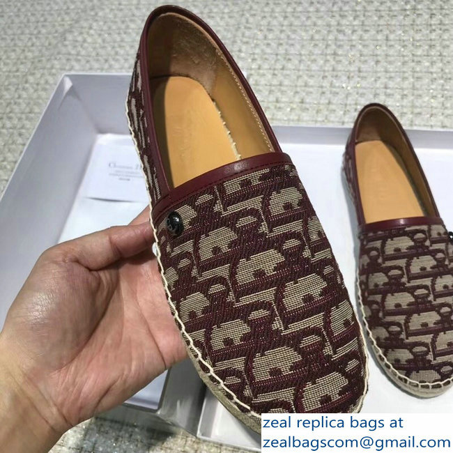 Dior Oblique Jacquard Canvas Espadrilles Burgundy 2018