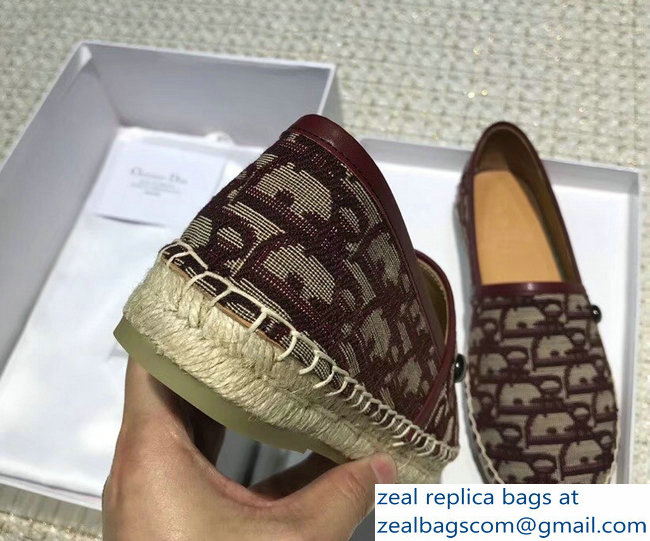 Dior Oblique Jacquard Canvas Espadrilles Burgundy 2018 - Click Image to Close