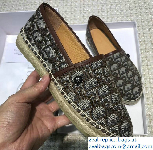 Dior Oblique Jacquard Canvas Espadrilles Coffee 2018