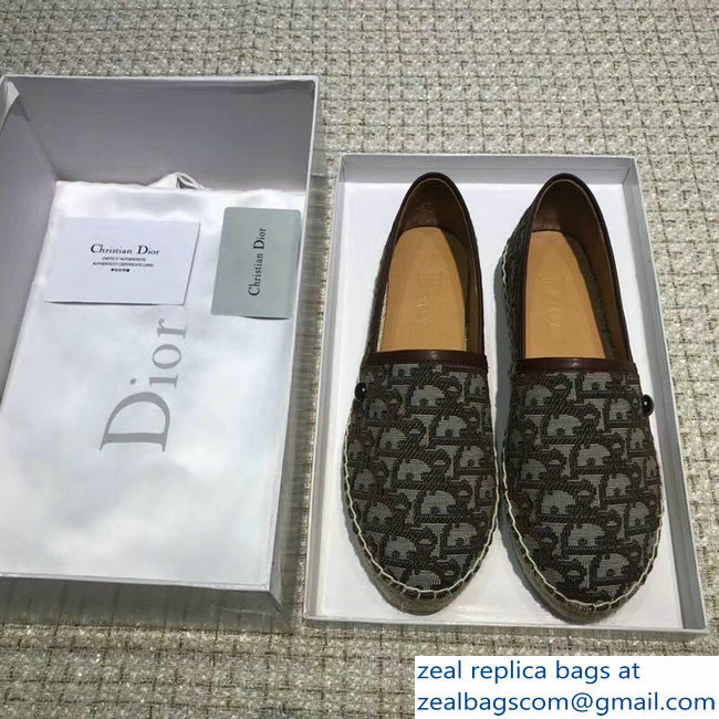 Dior Oblique Jacquard Canvas Espadrilles Coffee 2018 - Click Image to Close