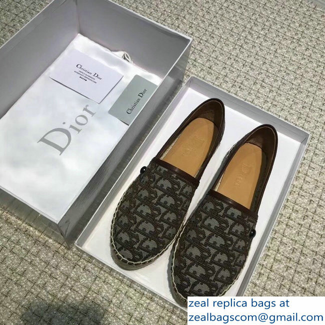 Dior Oblique Jacquard Canvas Espadrilles Coffee 2018