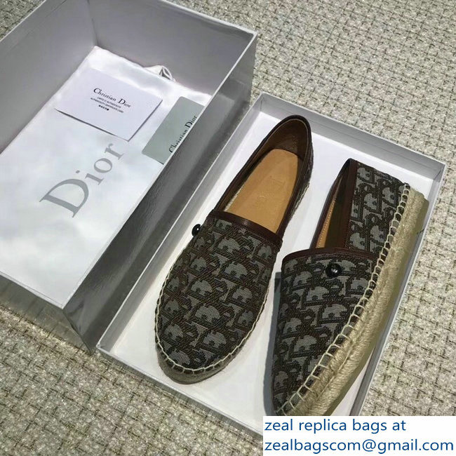 Dior Oblique Jacquard Canvas Espadrilles Coffee 2018