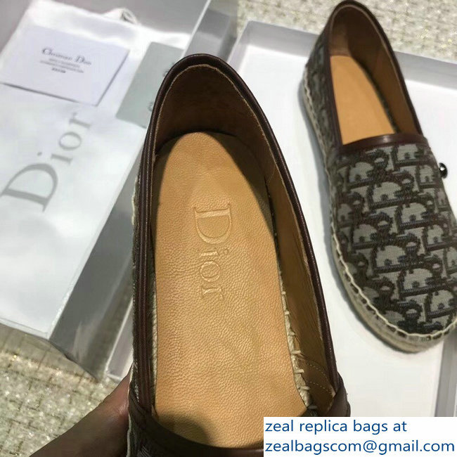 Dior Oblique Jacquard Canvas Espadrilles Coffee 2018 - Click Image to Close