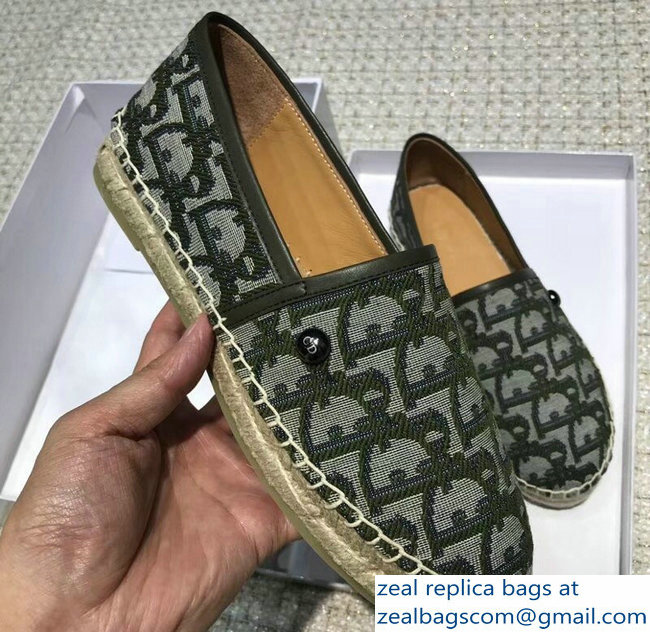 Dior Oblique Jacquard Canvas Espadrilles Green 2018 - Click Image to Close