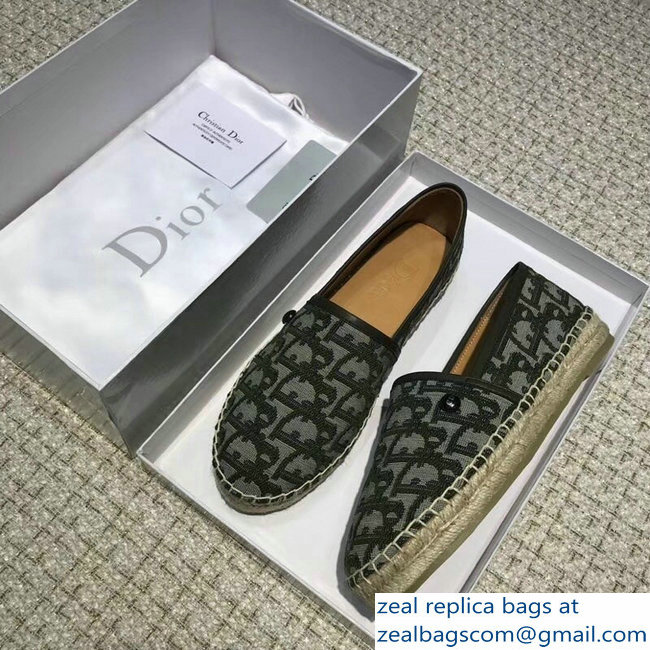 Dior Oblique Jacquard Canvas Espadrilles Green 2018