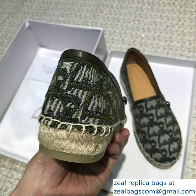 Dior Oblique Jacquard Canvas Espadrilles Green 2018 - Click Image to Close