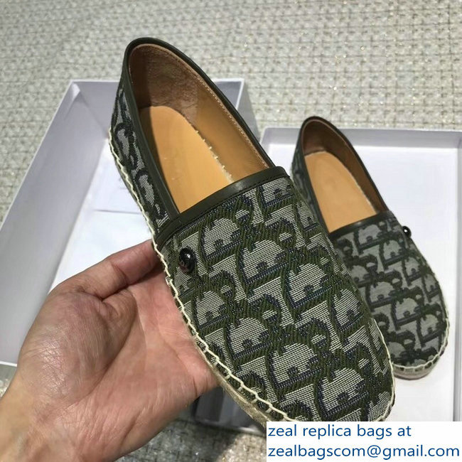 Dior Oblique Jacquard Canvas Espadrilles Green 2018