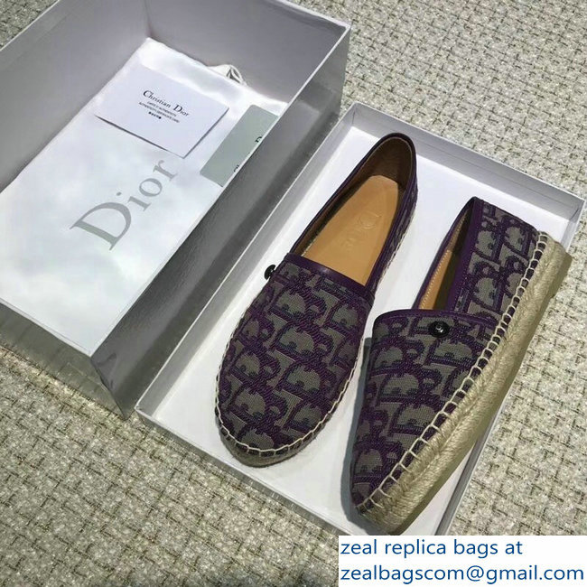 Dior Oblique Jacquard Canvas Espadrilles Purple 2018 - Click Image to Close