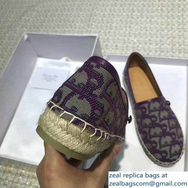 Dior Oblique Jacquard Canvas Espadrilles Purple 2018 - Click Image to Close